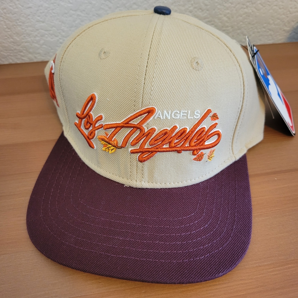 Los Angeles Embroidered Beige and Maroon Cap